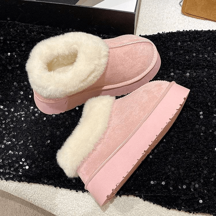 松糕厚底包头毛毛拖鞋女外穿秋冬保暖皮毛一体棉拖增高雪地靴