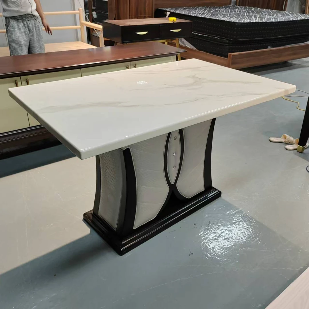 尺寸：1200*750 *720大理石桌子实木餐桌 物流自提