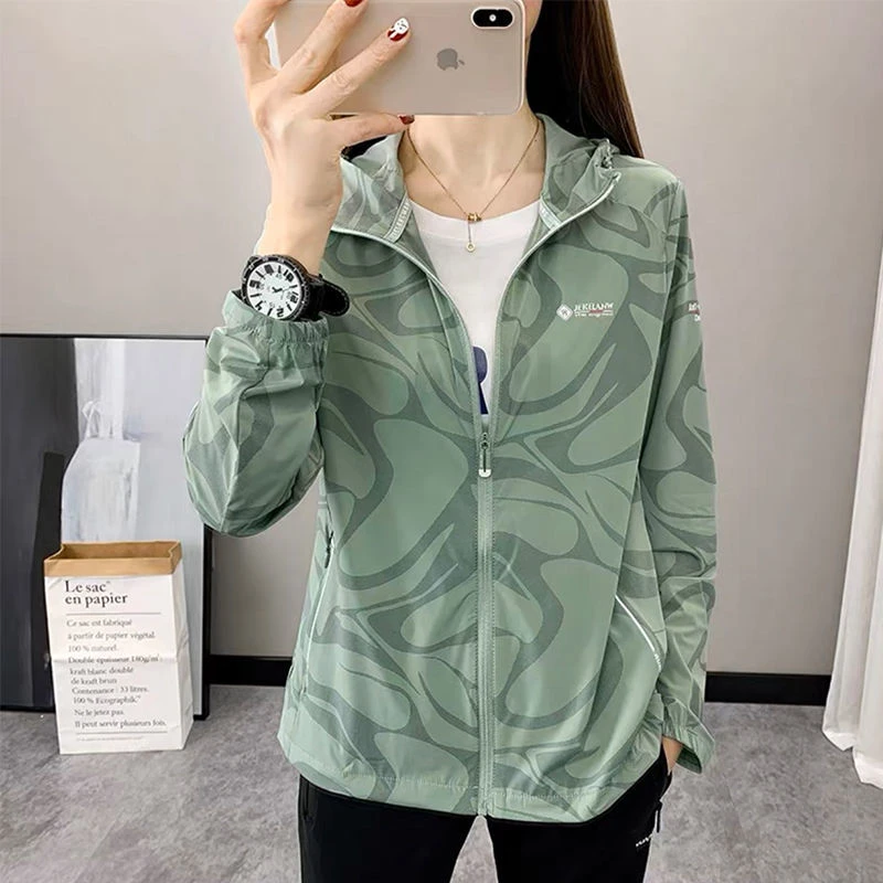 99678夏季冰丝凉感高弹防晒衣女防紫外线户外登山徒步皮肤衣薄款