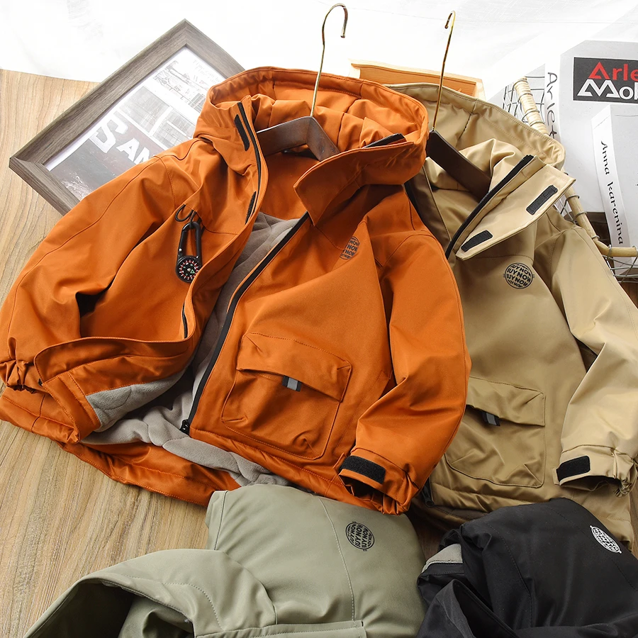 儿童冬季加绒加厚工装棉服新款男童防风外套中大童上衣6636