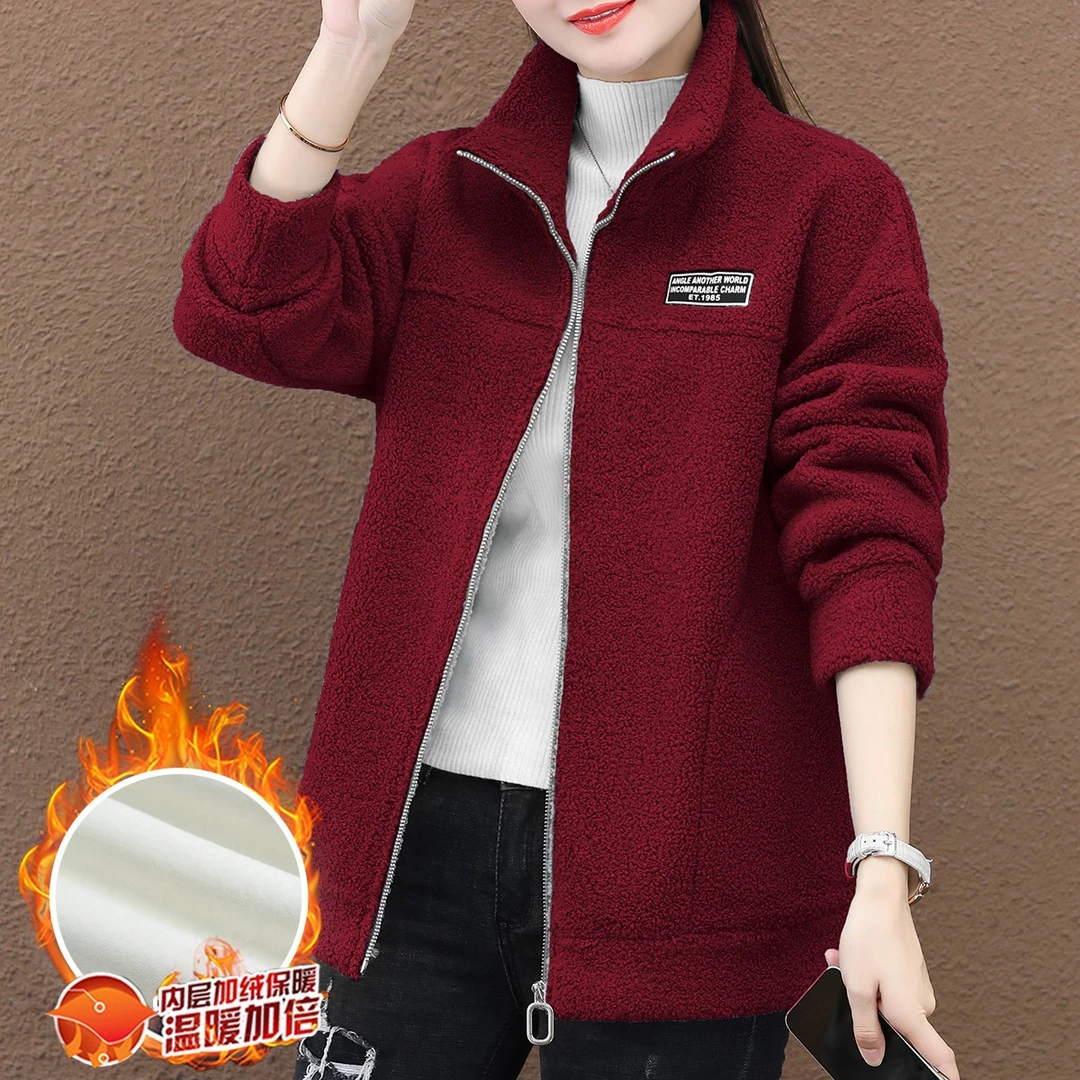 外套女2023冬季新款爆款加绒加厚开衫保暖休闲宽松洋气大码上衣潮