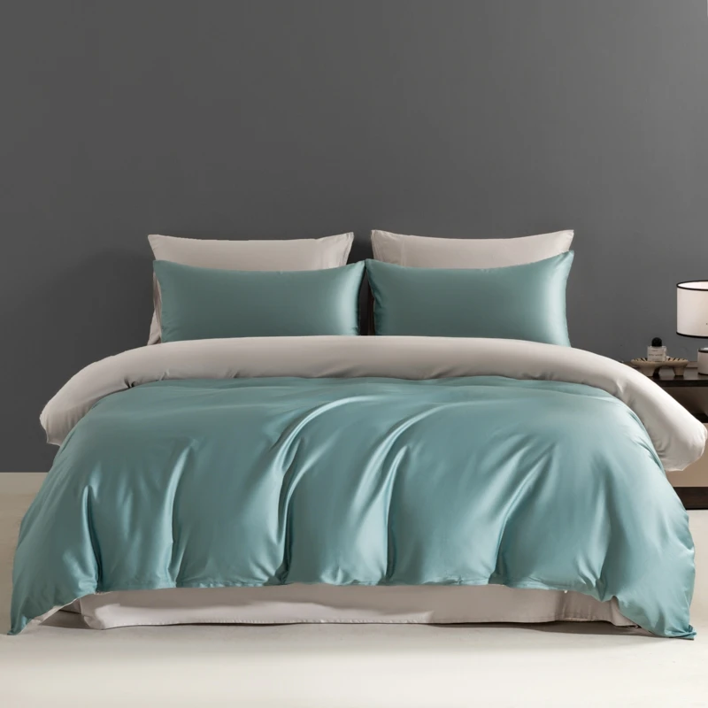 高支高密100s长绒棉经典双拼单品全棉被套简约纯色