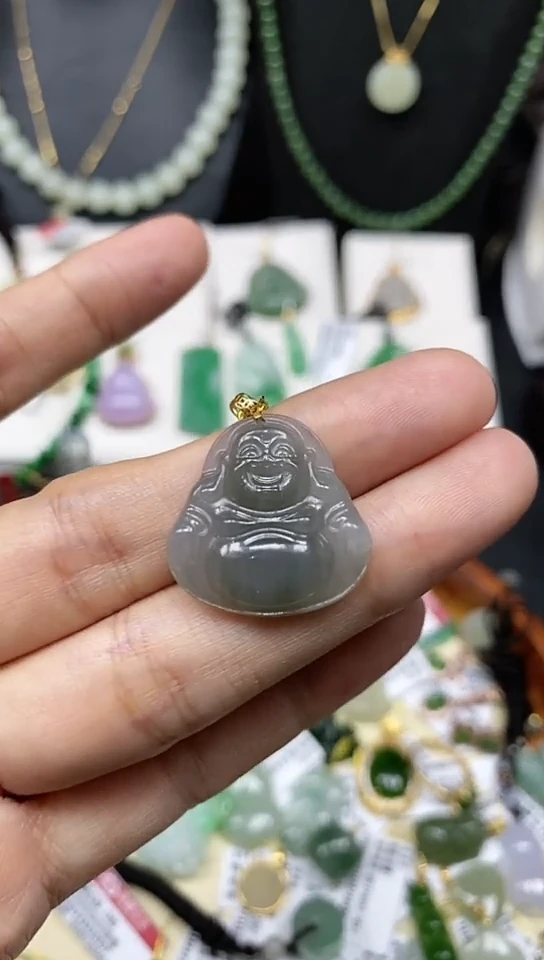 【闪购商品】和田玉颈饰18K金镶嵌佛公