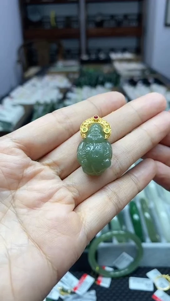 【闪购商品】和田玉颈饰银S925镶嵌财神爷