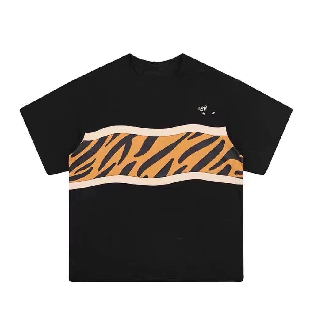 Senmei 夏季斑纹拼接男女儿童短袖休闲上衣