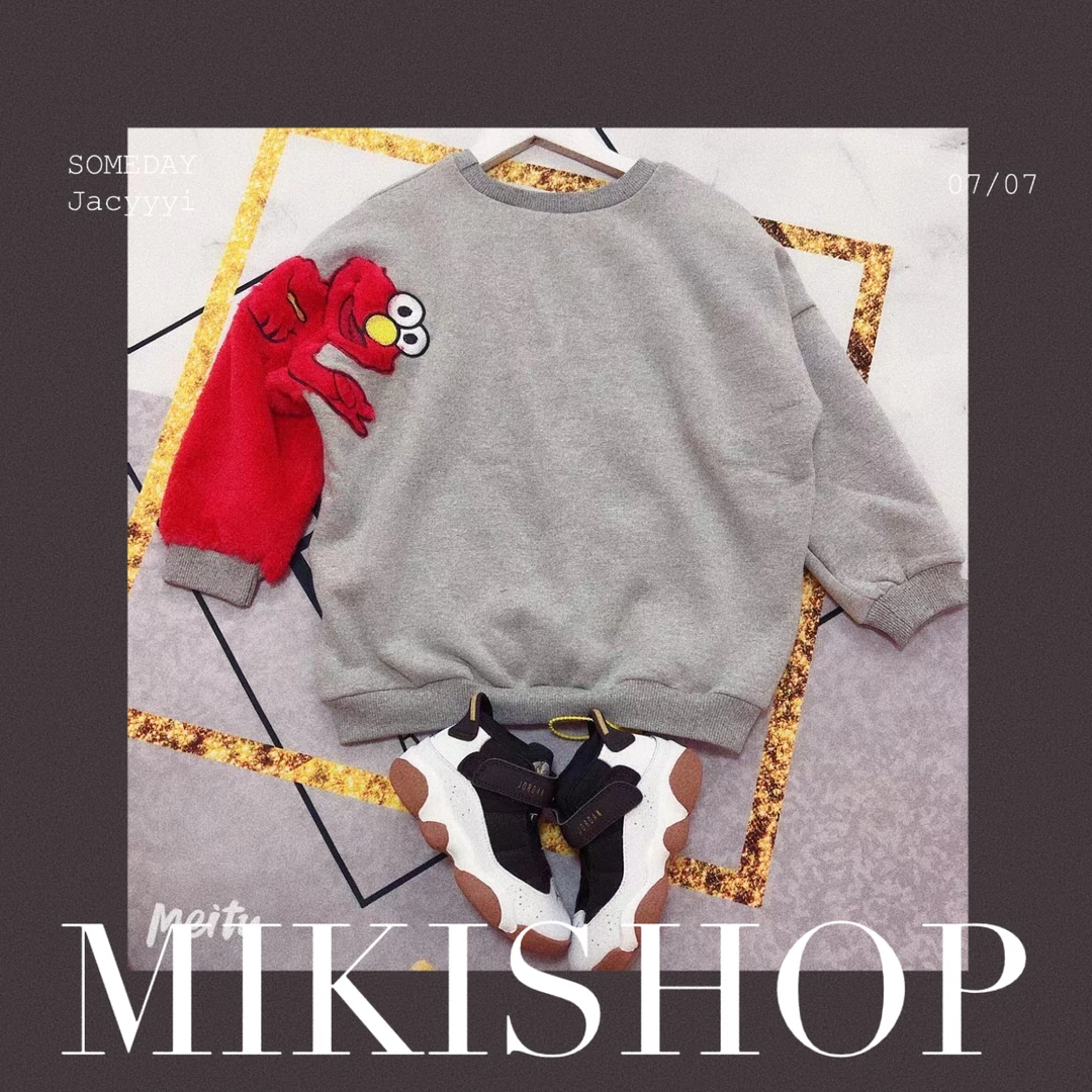 自制卡通刺绣芝麻街长袖男女儿童休闲保暖卫衣