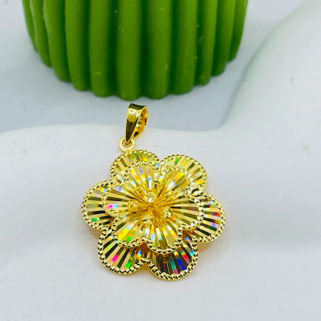 足金999七彩花花吊坠
