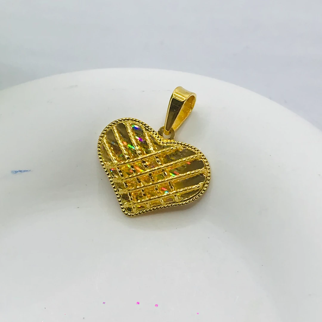 足金999 拉丝七彩爱心吊坠