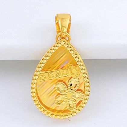 足金999 七彩花花水滴吊坠 5G工艺黄金珠宝首饰