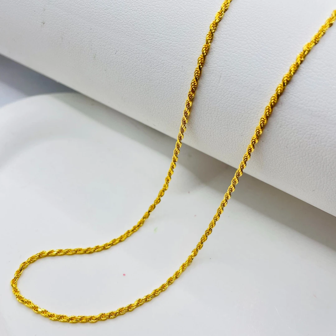 足金999仿绳链麻花素链项链5G工艺黄金珠宝首饰s