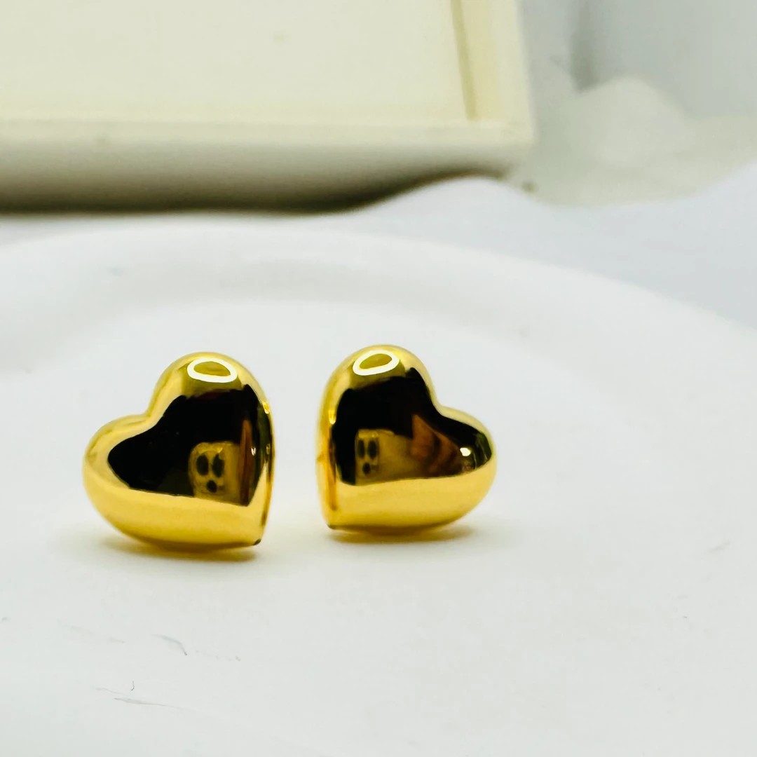 足金999 胖心耳钉 5d工艺