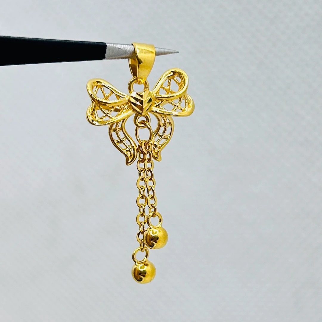 足金999 镂空蝴蝶结吊坠【825】