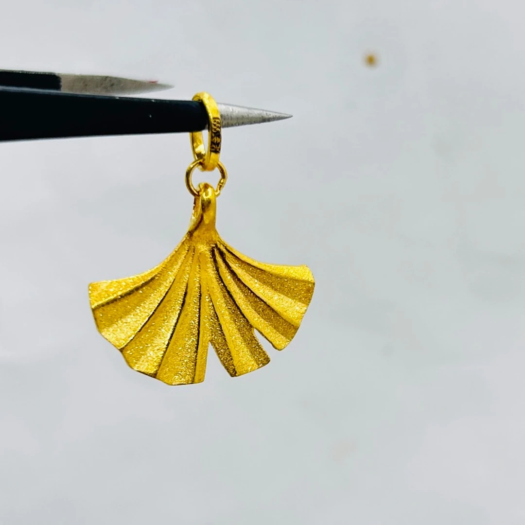 足金999 磨砂扇子吊坠 5G工艺黄金珠宝首饰足金999吊坠 s