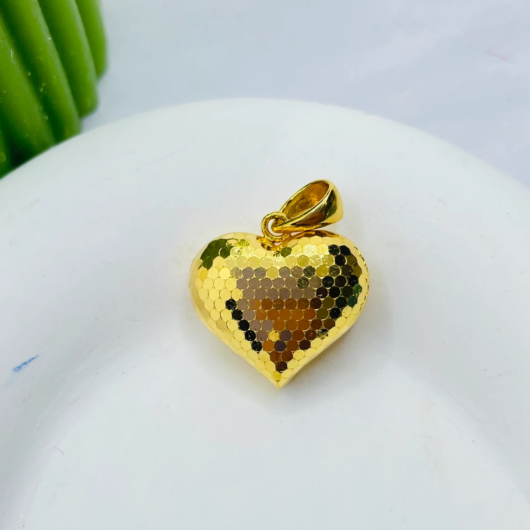 足金999 鱼鳞胖心爱心吊坠