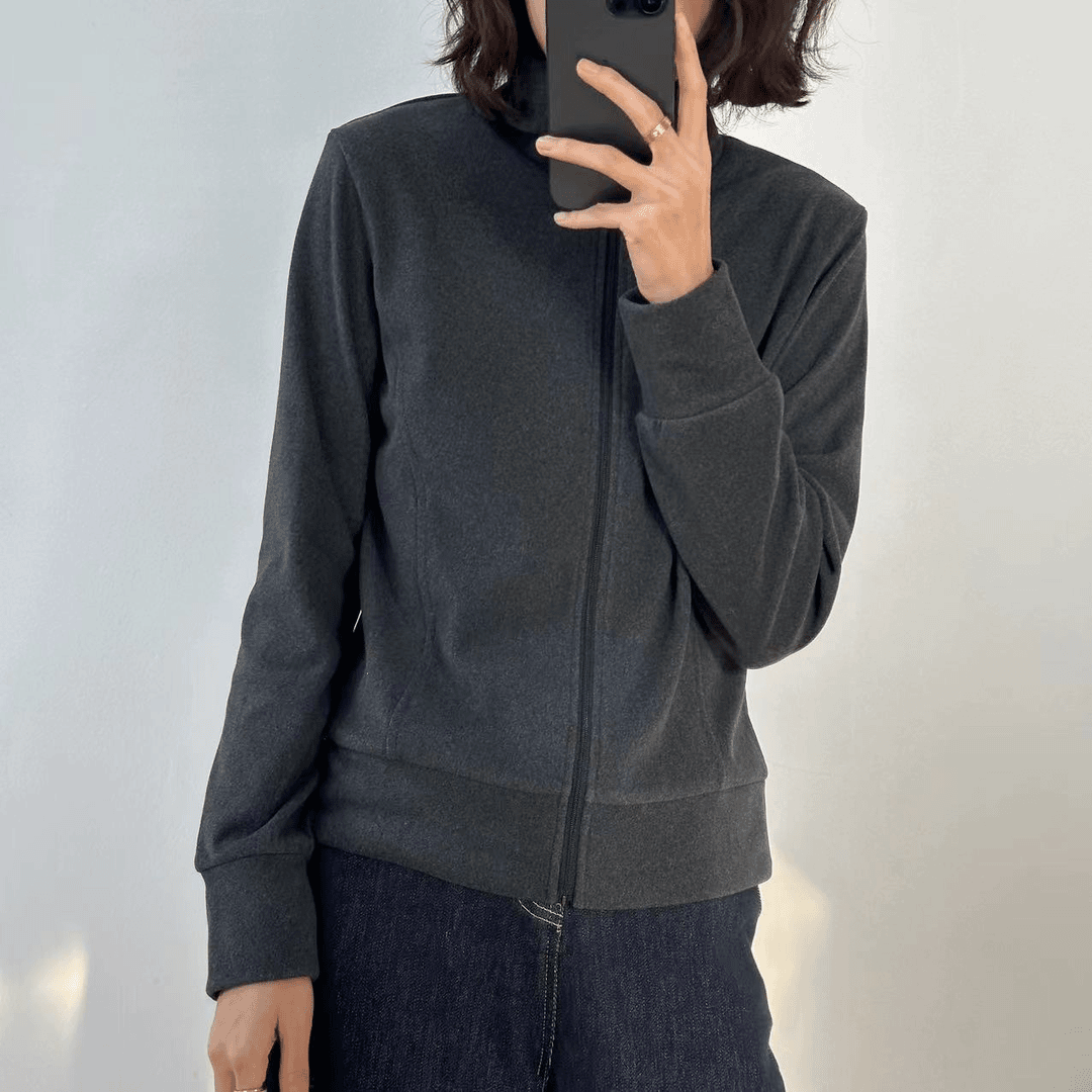 喜樂   2023秋季新款时尚百搭宽松纯色立领女士长袖休闲开衫卫衣