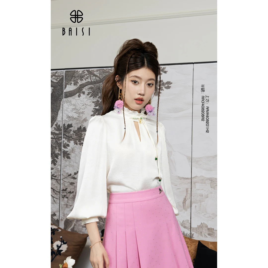 百丝/BAISI商场同步AAVK408201H2设计感亲肤舒适秋季雪纺上衣