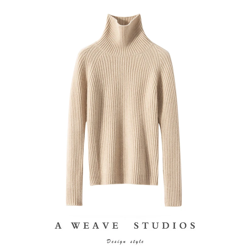 100%纯山羊绒毛衣双股加厚修身款打底衫高领羊绒衫