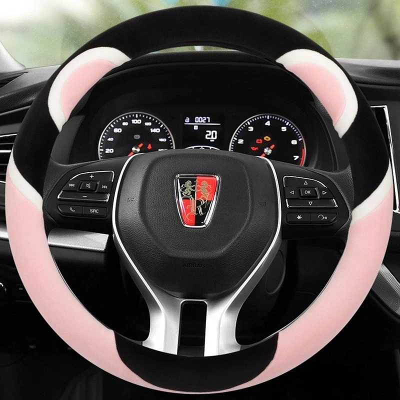荣威方向盘套女冬季短毛绒卡通加厚保暖汽车把套