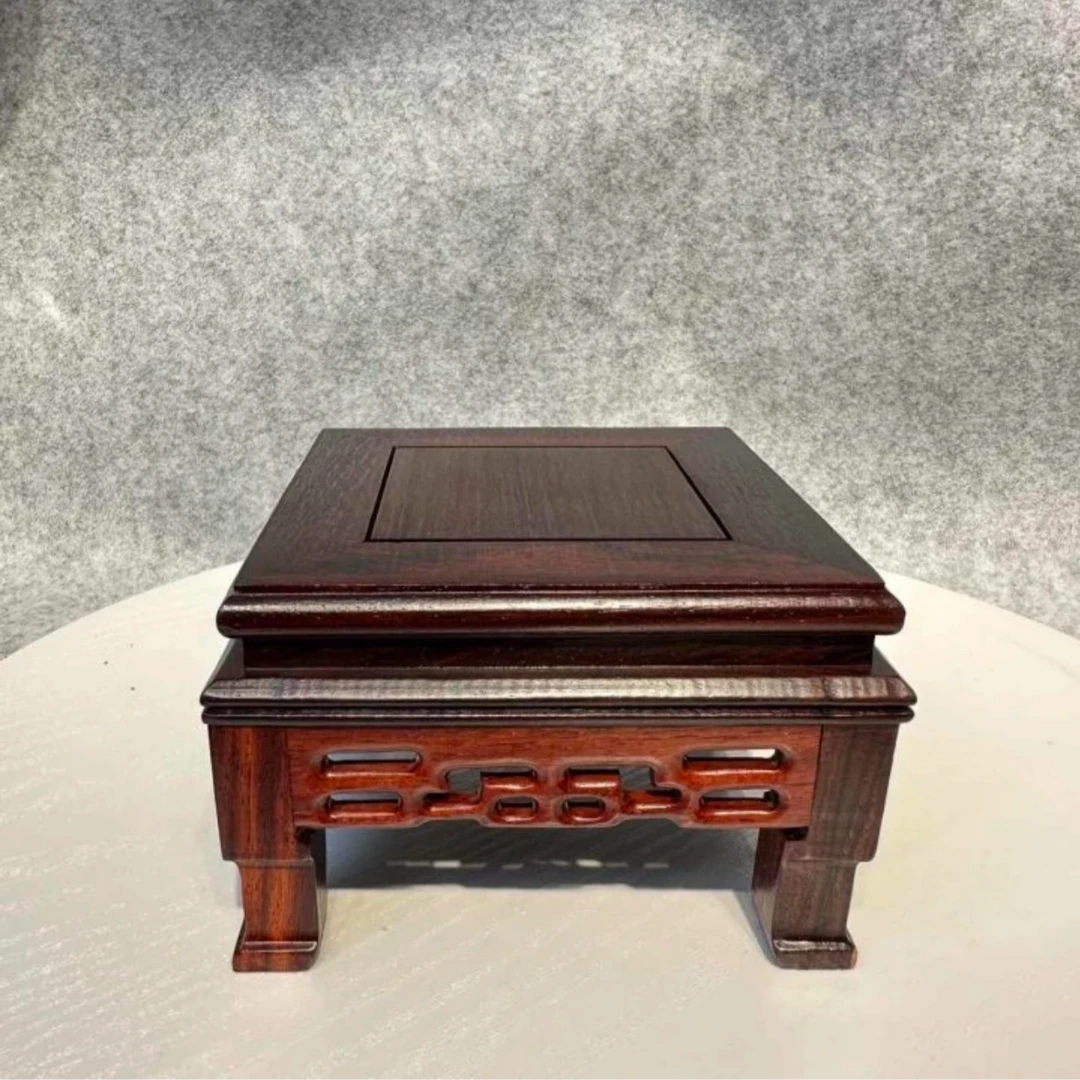 红酸枝四方鼎镂空底座中式工艺家用方底座尺寸13*13*8