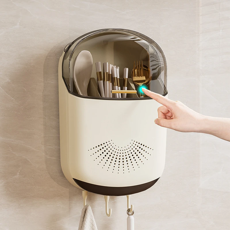 一座一忘轻奢置物架家用壁挂多功能厨房筷笼防潮带盖沥水筷子筒