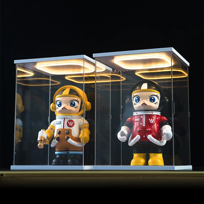 带灯光亚克力高清展示盒乐高手办防尘罩子高达模型柜开合门收纳盒