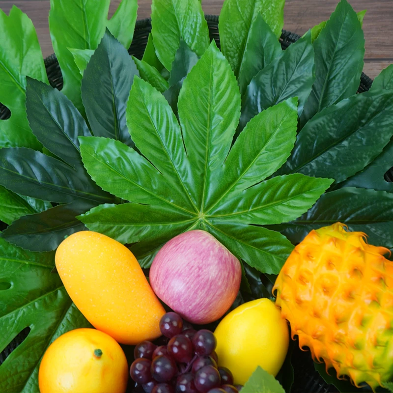 仿真八角金盘水果店假树叶葡萄叶大叶子塑料绿叶装饰果蔬摊草坪垫