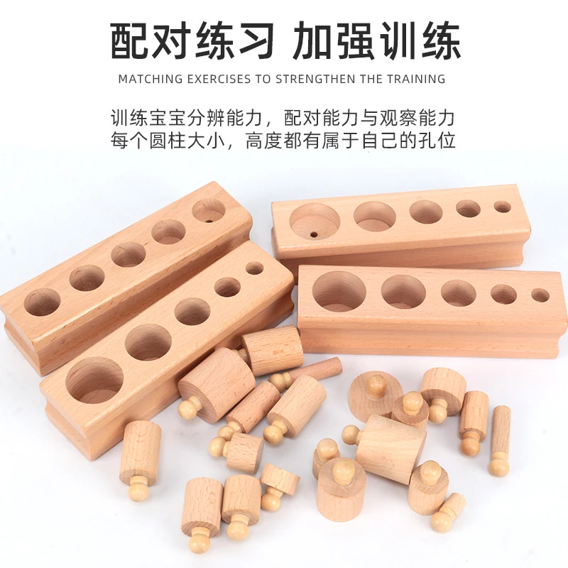 蒙台梭利蒙特蒙氏早教注意插座圆柱体幼儿园婴幼儿童益智木制玩具
