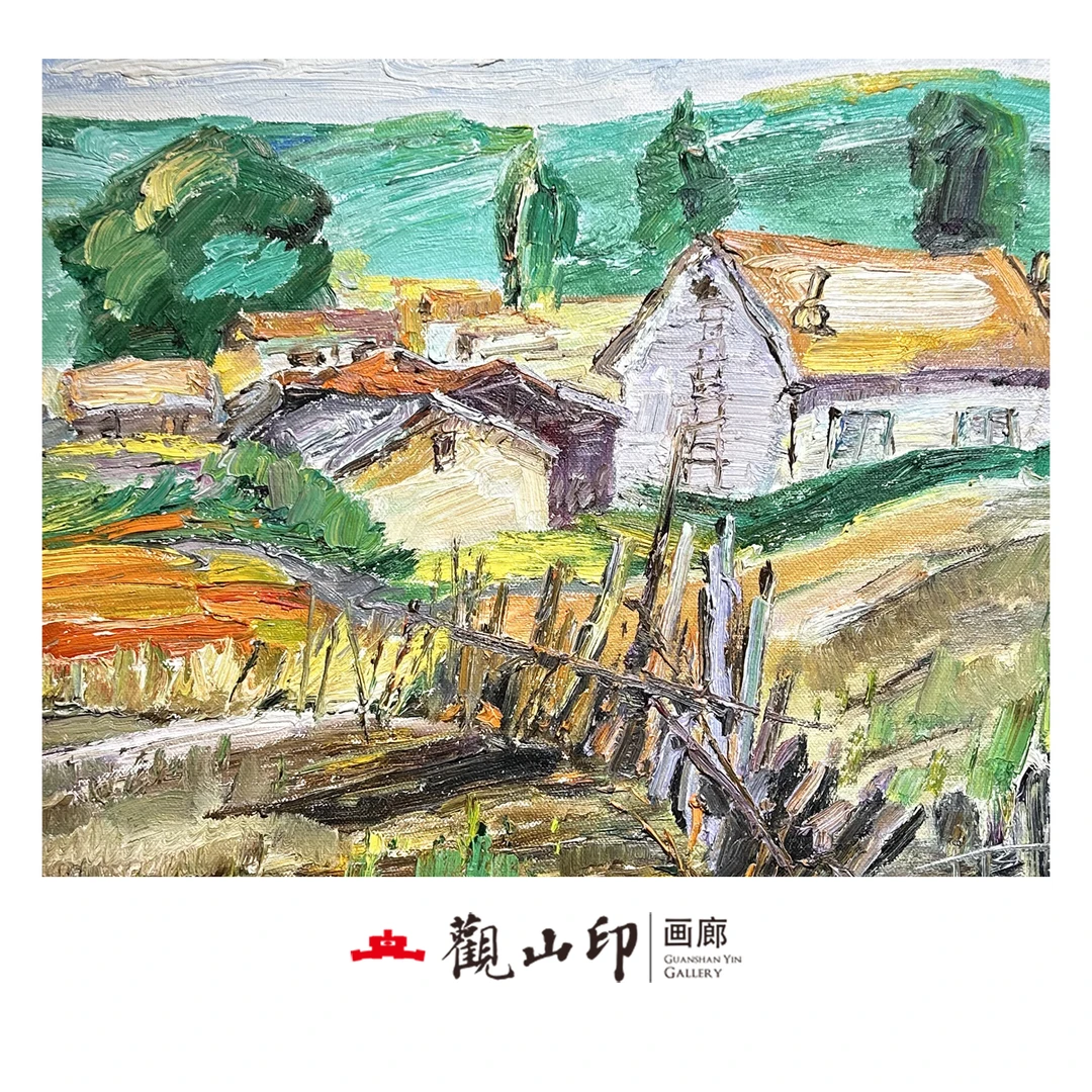 5414原创手绘风景油画45x54乡村作品五