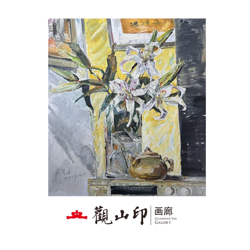 7302原创手绘花卉油画78x88cm现代简约风餐厅走廊卧室挂画