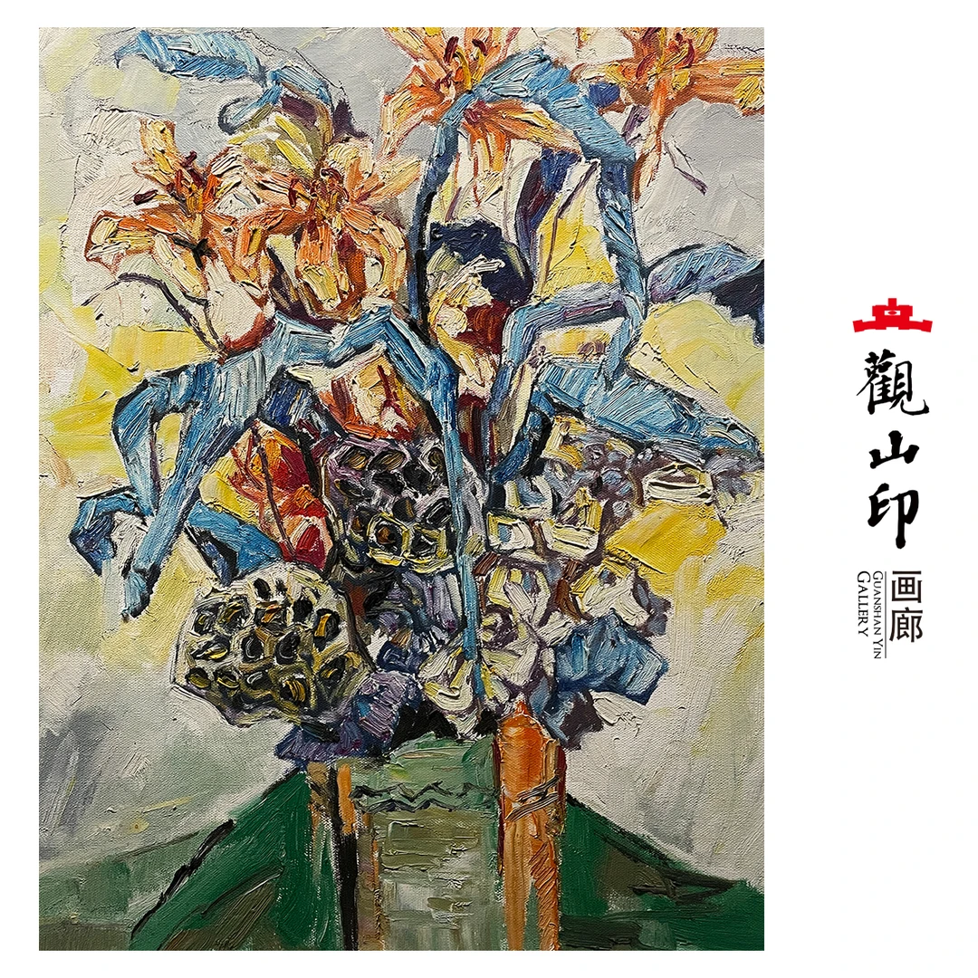 010百合莲梦原创手绘风景油画80x60cm花卉作品一