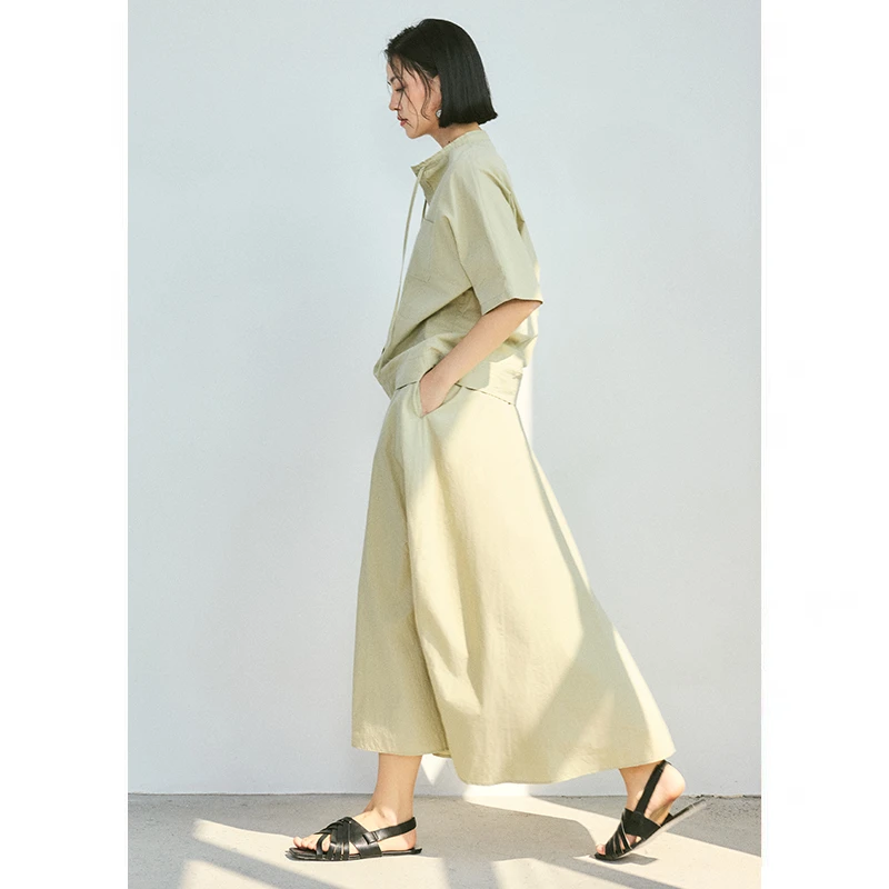 鲸乎半身裙女25夏季小个子简约时尚高腰显瘦解构蛋型花苞裙