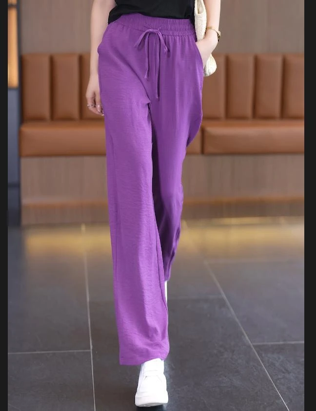 气质百搭休闲裤宽松休闲裤长腿高腰夏季女宽腿裤夏季薄款