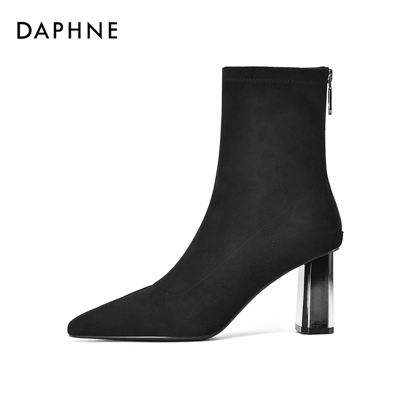 【达芙妮】网红爆款2025秋冬女士时装靴时尚百搭优雅高跟西部瘦瘦靴