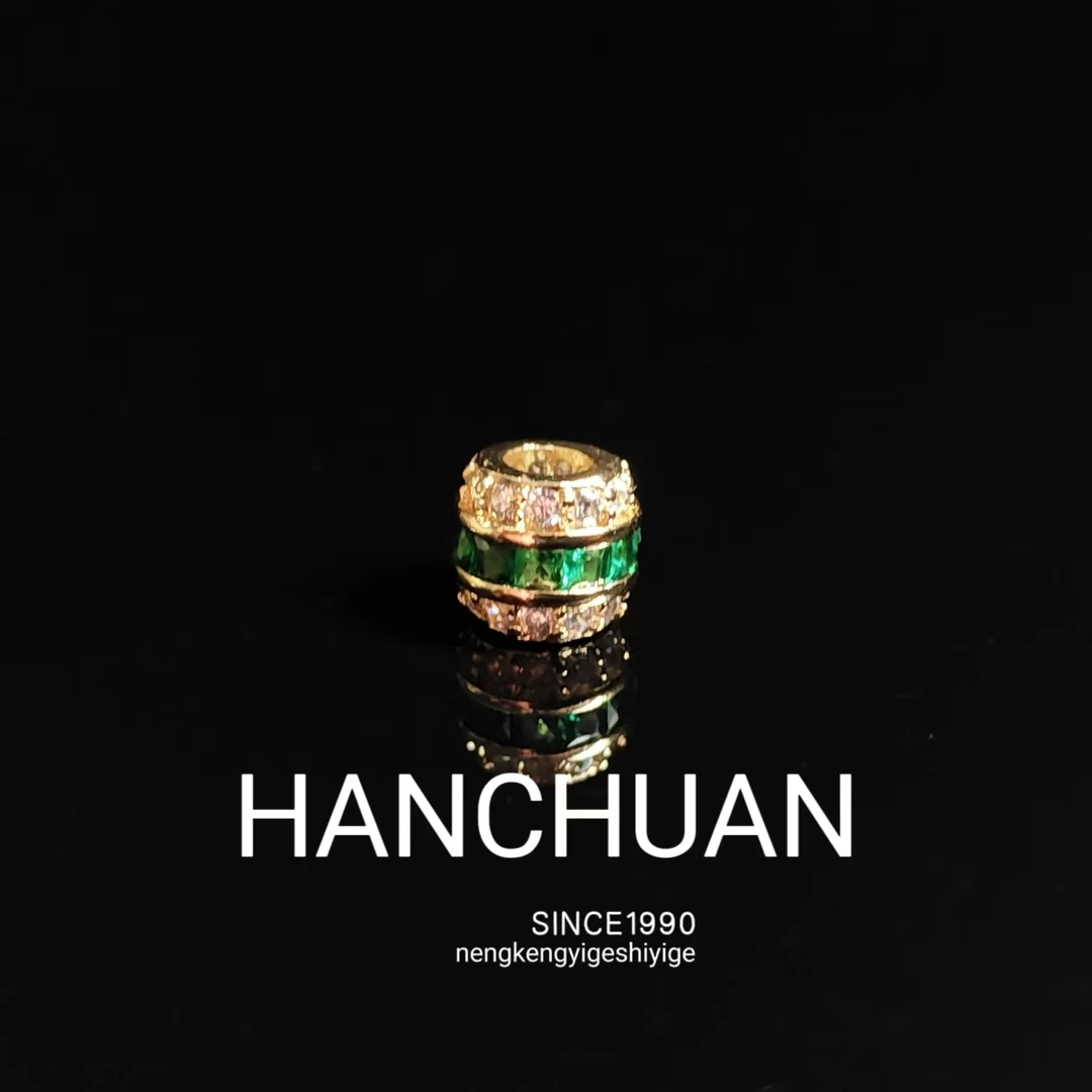 精工线束一个绿钻金色文玩配饰满镶嵌