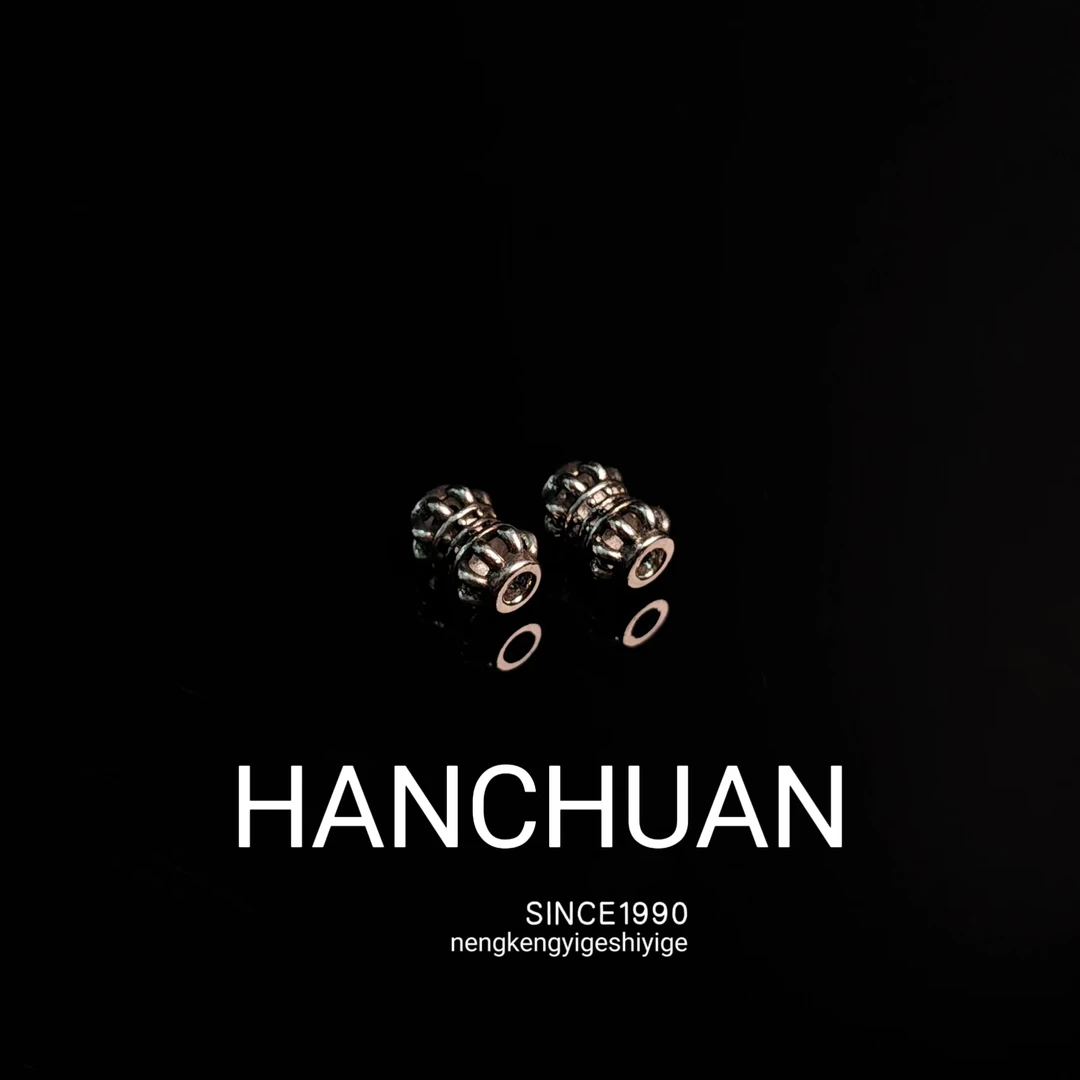 925银银制品 OLOMAU银版 金刚杵 弟子珠 配饰4*6mm文玩配饰个性