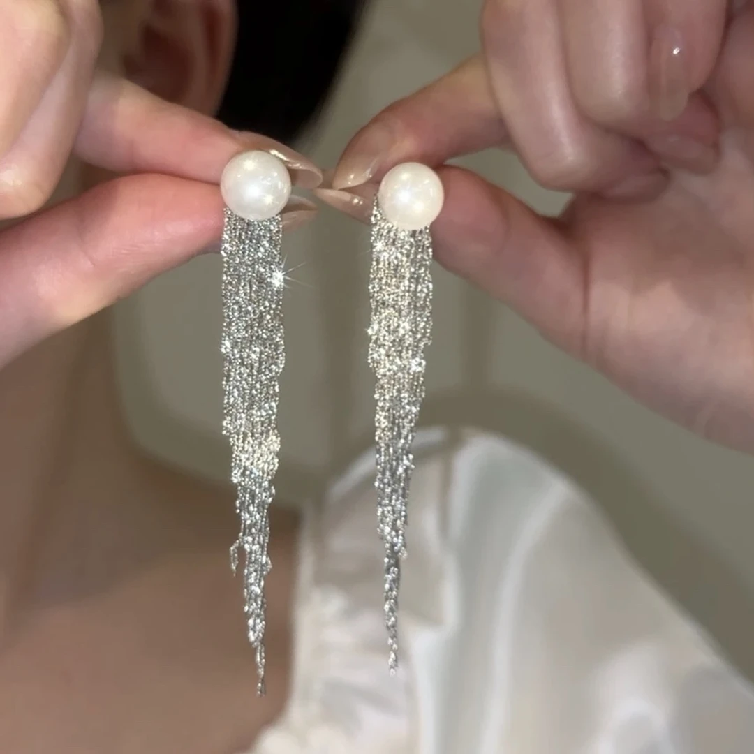 铜合金耳饰 高级感法式气质轻奢小众流苏耳环经典温柔两戴耳钉女