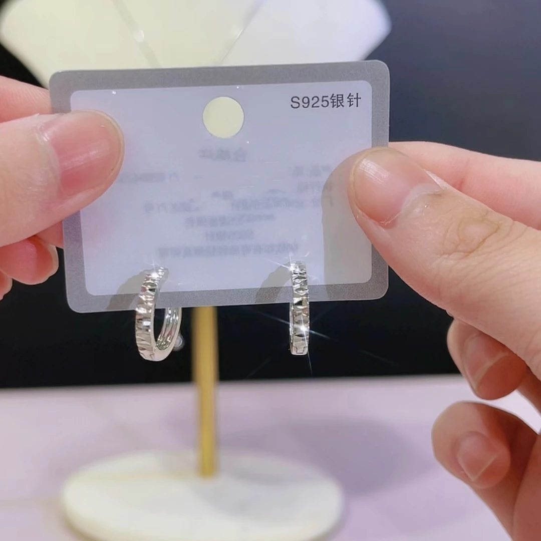 铜合金耳饰 925银针时尚百搭高级感银色简约耳扣个性ins复古气质