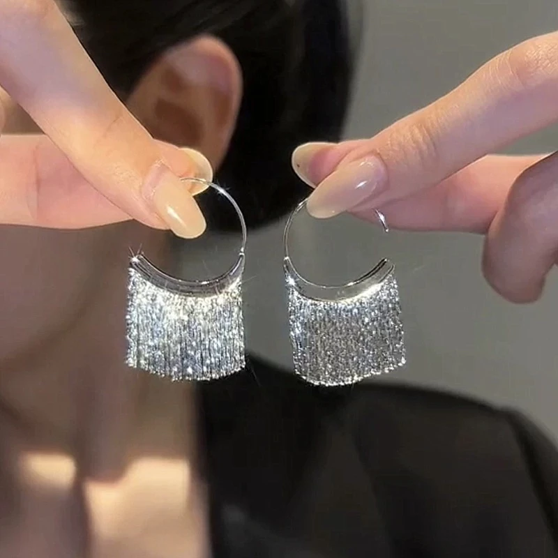 铜合金耳饰 金属重工冷淡风夸张流苏耳环欧美设计感精致高级复古