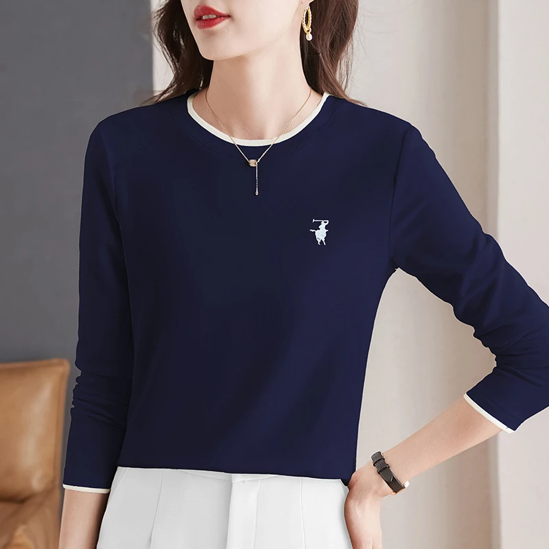 圆领长袖t恤女士打底衫秋冬内搭可外穿2025新款女装爆款洋气上衣