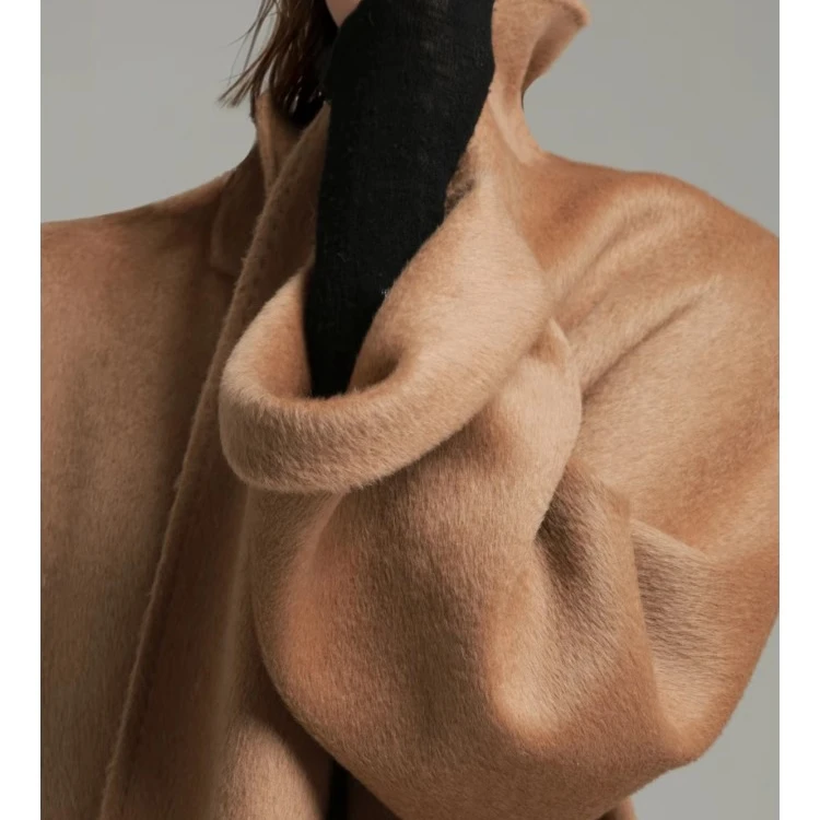 臻一-鼎JI骆驼绒双面大衣女毛呢中长款高级感秋冬季 PI22A0846