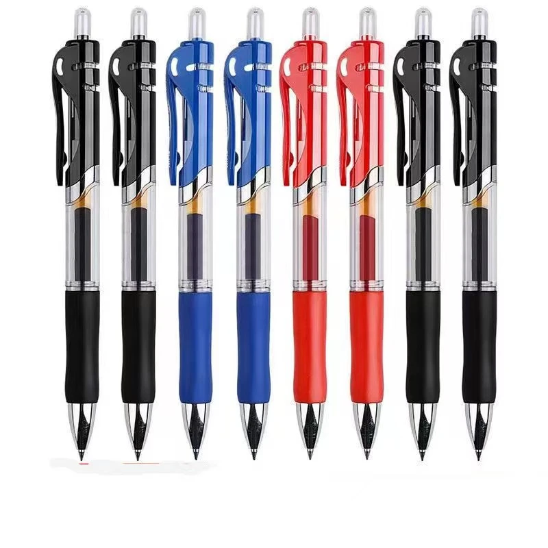 K35按动中性笔0.5mm黑红蓝办公考试学生笔开学必备用品按压式