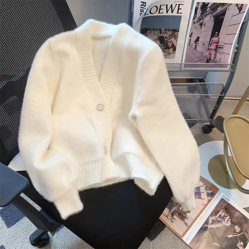 A3330仙女温柔系针织外套女秋冬新款宽松韩版甜美软糯开衫上衣