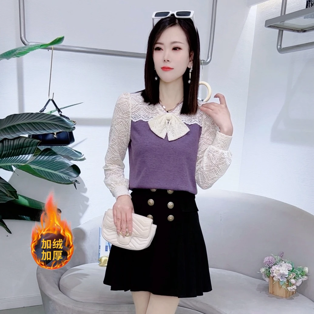 晴晴A7318洋气别致设计感拼接小衫新款时尚上衣