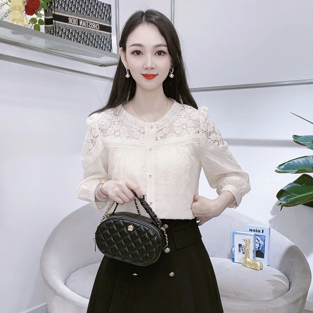 A7111新款时尚七分袖女气质减龄衬衫百搭轻职风洋气打底上衣