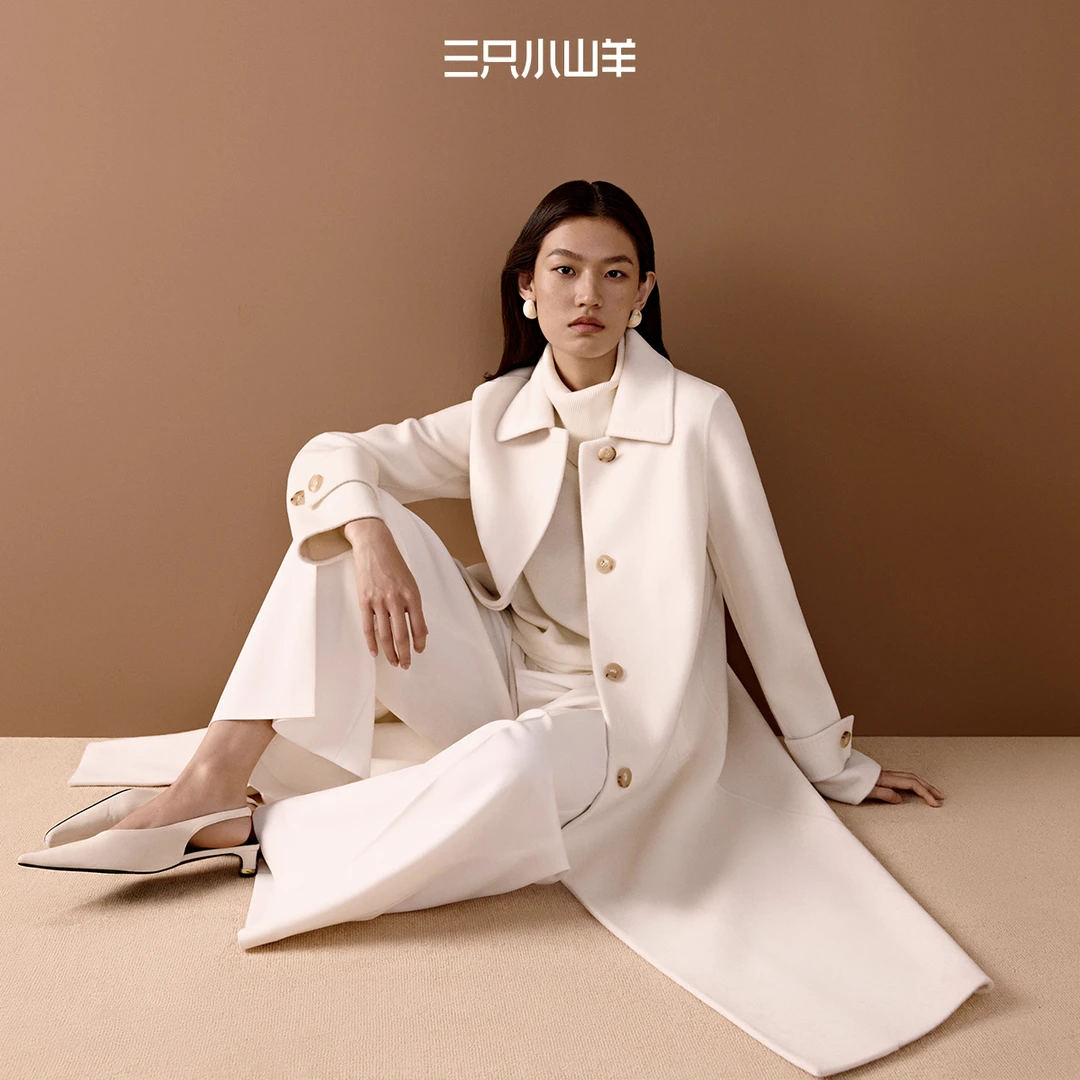 三只小山羊【12期免息 明星同款 老佛爷】秋冬双面羊绒大衣长款