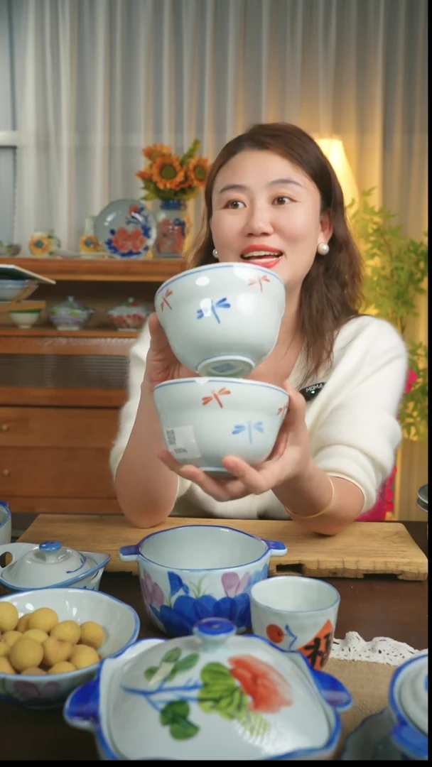 【闪购商品】盘蜻蜓葫芦碗 2只 高温釉下彩手工手绘