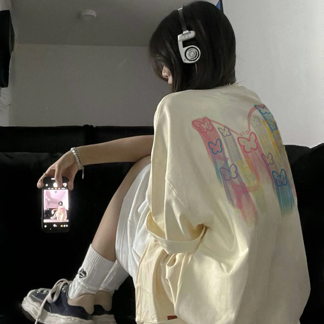 ATZA2024新款纯棉t恤女夏季爆款T恤韩版小众仙女风女装宽松上衣lo