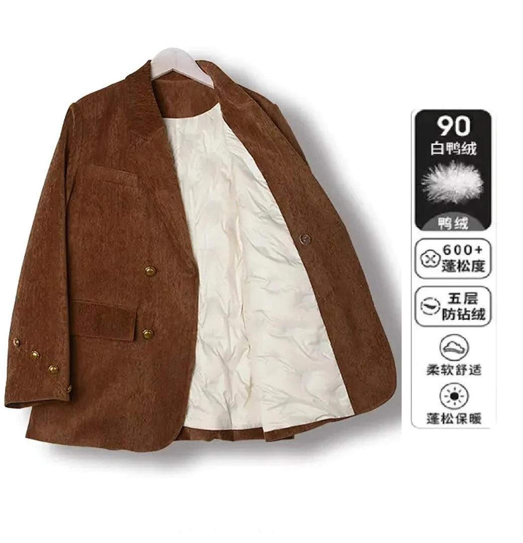 冬季新款韩版西装外套羽绒服厚款冬季白鸭绒外套保暖时尚女76507