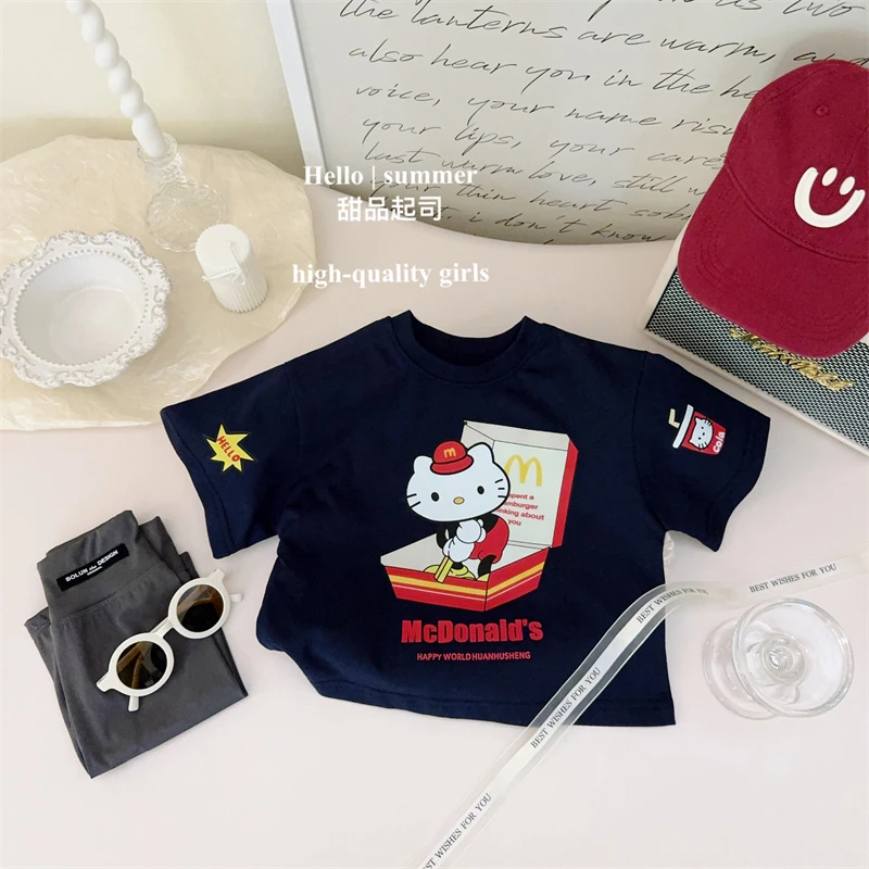 韩版童装女童短袖T恤2024夏季新款女宝宝可爱卡通印花纯棉上衣潮