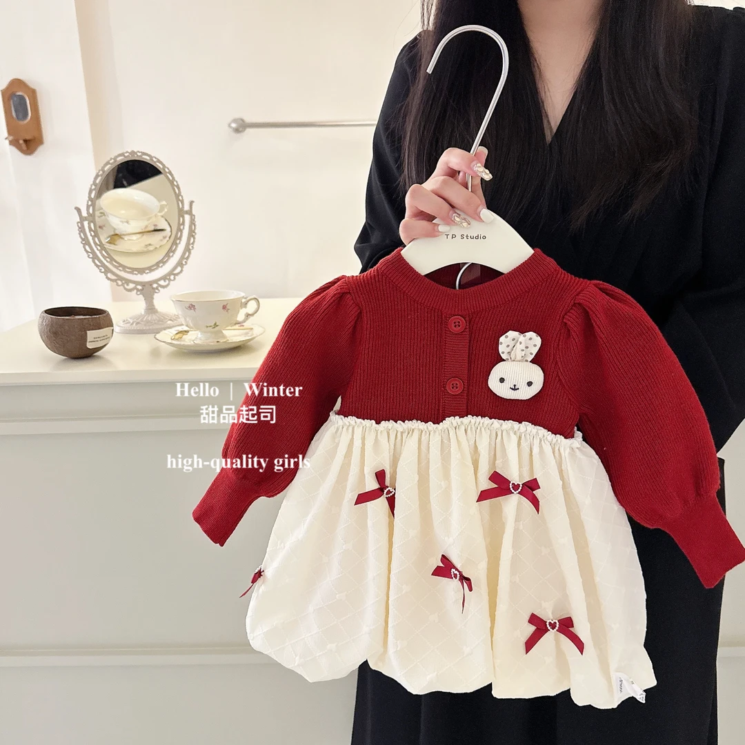 【甜品起司】女童连衣裙新款洋气儿童公主裙周岁宝宝礼服抓周秋冬